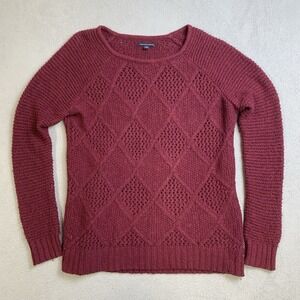 American Eagle Outfitters Womens Size M Red Sweater Long Sleeve Knit Pullover AE